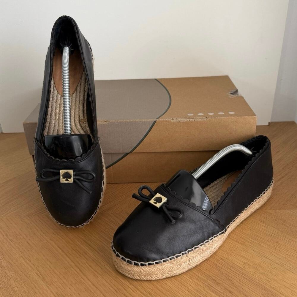 Kate Spade ‘Black/Gold’ Women Leather Slip On Espadrilles- SZ 9